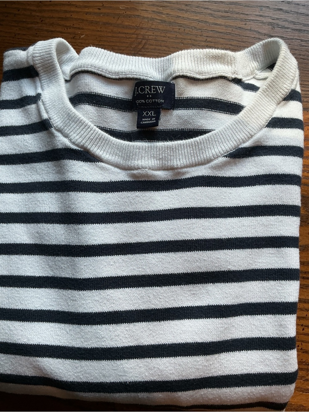 JCrew Men's Crewneck Black & White Striped Sweater XXL